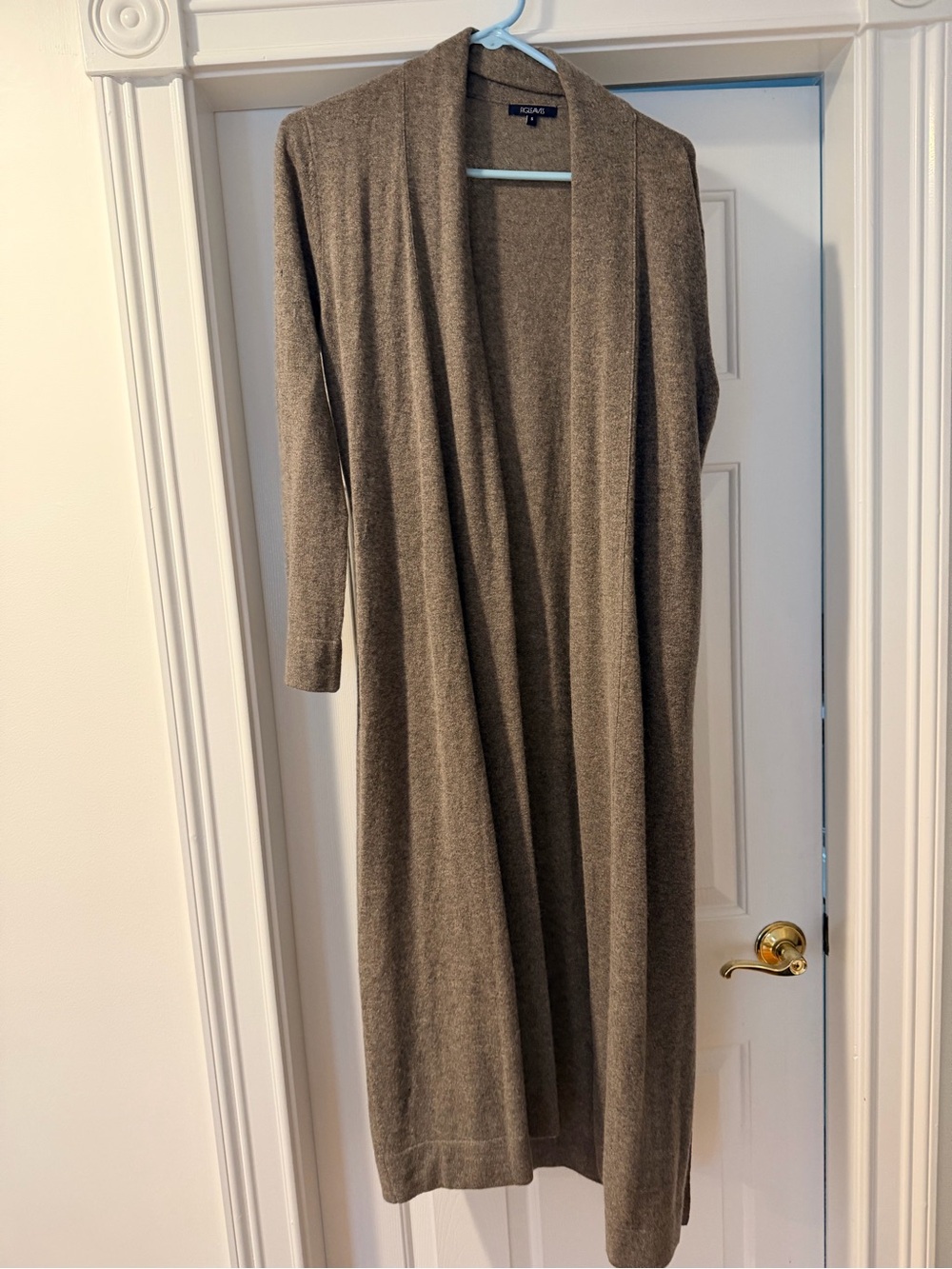 Eileen Fisher Taupe Long Open Front Duster Cardigan
